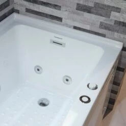 WOODBRIDGE 60" Alcove Acrylic Rectangular Whirlpool Heated Jetted Tub In White With Right Drain, Chrome Pop-up Drain Included BS6030R -Woodbridgebath Shop 20230816143256D72QW15E thumb 600x600