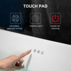 WOODBRIDGE 48" Acrylic Freestanding Rectangular Air Bath Bathtub With Pre-molded Seat And Chrome Pop-Up Drain And Overflow Option, White, B0170-C -Woodbridgebath Shop 202308180949183VFJWRGC thumb 600x600