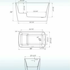 WOODBRIDGE 48" Acrylic Freestanding Rectangular Air Bath Bathtub With Pre-molded Seat And Chrome Pop-Up Drain And Overflow Option, White, B0170-C -Woodbridgebath Shop 202308180949251H0E712S thumb 600x600