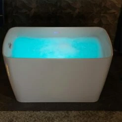 WOODBRIDGE 48" Acrylic Freestanding Rectangular Air Bath Bathtub With Pre-molded Seat And Chrome Pop-Up Drain And Overflow Option, White, B0170-C -Woodbridgebath Shop 20230818095004QRB2WMDI thumb 600x600