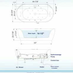WOODBRIDGE 72" X 35-3/8" Whirlpool And Air Bath Heated Soaking Combination Tub With Adjustable Speed Air Blower And Display Control Panel, White, BJ500 -Woodbridgebath Shop 20230823155025YTYGMMZY thumb 600x600
