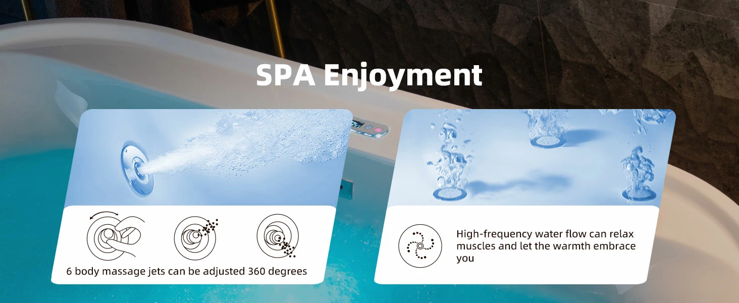 WOODBRIDGE 72" X 35-3/8" Whirlpool And Air Bath Heated Soaking Combination Tub With Adjustable Speed Air Blower And Display Control Panel, White, BJ500 18 WOODBRIDGE 72" X 35-3/8" Whirlpool And Air Bath Heated Soaking Combination Tub With Adjustable Speed Air Blower And Display Control Panel, White, BJ500 - Image 16