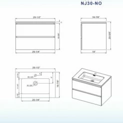 WOODBRIDGE 30 In. W X 18-7/8 In. D Contemporary Wall Hung Floating Vanity In High Gloss White With Quartz Sand Composite Vanity Top In Black With Matching Finish Sink. -Woodbridgebath Shop 20230824160458UE422CFB thumb 600x600