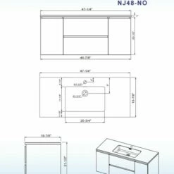 WOODBRIDGE 48 In. W X 18-7/8 In. D Contemporary Wall Hung Floating Vanity In Grey Oak With Resin Composite Vanity Top In White With Matching Finish Sink. -Woodbridgebath Shop 20230824164624CYNH0JPU thumb 600x600