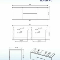 WOODBRIDGE 60 In. W X 18-7/8 In. D Contemporary Wall Hung Floating Vanity In Rose Wood With Quartz Sand Composite Vanity Top In Black With Matching Finish Sink. -Woodbridgebath Shop 202308241722095IV9V2HP thumb 600x600