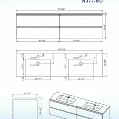 WOODBRIDGE 72 In. W X 18-7/8 In. D Contemporary Wall Hung Floating Vanity In Rose Wood With Resin Composite Vanity Top In White With Matching Finish Sink. -Woodbridgebath Shop 20230824173859QUSXUJTH thumb 600x600