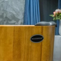 WOODBRIDGE 67" Freestanding Handcrafted Natural Wood Soaking Bathtub With Wood Lid, Wood Seat, Pillow And Chrome Pop Up Drain, WB1013 -Woodbridgebath Shop 20230911113003GW4SHZJ9 thumb 600x600