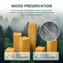 WOODBRIDGE 59" Freestanding Handcrafted Natural Wood Soaking Bathtub With Wood Lid, Wood Seat, Pillow And Chrome Pop Up Drain, WB1018 -Woodbridgebath Shop 20230911113324OGUI59NI thumb 600x600