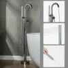 WOODBRIDGE F0002CHDR Contemporary Single Handle Floor Mount Freestanding Tub Filler Faucet With Hand Shower In Chrome Finish. -Woodbridgebath Shop 20230921165404JIH9XQ68 thumb 600x600