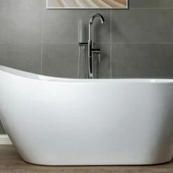 WOODBRIDGE F0002CHDR Contemporary Single Handle Floor Mount Freestanding Tub Filler Faucet With Hand Shower In Chrome Finish. -Woodbridgebath Shop 20230921165502MSTNFVQP thumb 600x600