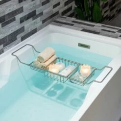 WOODBRIDGE Stainless Steel Extendable Bathtub Caddy Tray In Brushed Nickel Finish With Removable Wine Holder, Book And Phone Rack, Bathcad-BN -Woodbridgebath Shop 2023092709581766USYHYZ thumb 600x600