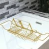 WOODBRIDGE Stainless Steel Extendable Bathtub Caddy Tray In Brushed Gold Finish With Removable Wine Holder, Book And Phone Rack, Bathcad-BG -Woodbridgebath Shop 20230927100803OIXK7F2P thumb 600x600
