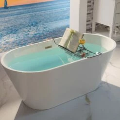 WOODBRIDGE Stainless Steel Extendable Bathtub Caddy Tray In Matte Black Finish With Removable Wine Holder, Book And Phone Rack, Bathcad-MB -Woodbridgebath Shop 20230927101828LXYF81ZG thumb 600x600