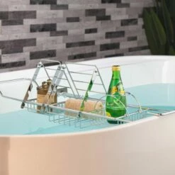WOODBRIDGE Stainless Steel Extendable Bathtub Caddy Tray In Polished Chrome Finish With Removable Wine Holder, Book And Phone Rack, Bathcad-CH -Woodbridgebath Shop 20230927102238Y5UFVZE1 thumb 600x600
