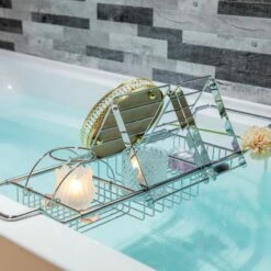 WOODBRIDGE Stainless Steel Extendable Bathtub Caddy Tray In Polished Chrome Finish With Removable Wine Holder, Book And Phone Rack, Bathcad-CH -Woodbridgebath Shop 202309271023034K5UKI99 thumb 600x600