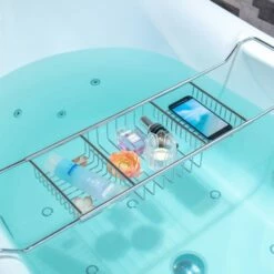 WOODBRIDGE Stainless Steel Extendable Bathtub Caddy Tray In Polished Chrome Finish With Removable Wine Holder, Book And Phone Rack, Bathcad-CH -Woodbridgebath Shop 20230927102344N67W7W64 thumb 600x600