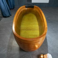 WOODBRIDGE 67" Freestanding Handcrafted Natural Wood Soaking Bathtub With Wood Lid, Wood Seat, Pillow And Chrome Pop Up Drain, WB1028 -Woodbridgebath Shop 20230928102408TDIKB57P thumb 600x600