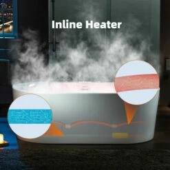 WOODBRIDGE 72" X 35-3/8" Whirlpool Water Jetted And Air Bubble Freestanding Heated Soaking Combination Bathtub With LED Control Panel, BJ600 -Woodbridgebath Shop 202309281053526LZ4UU78 thumb 600x600