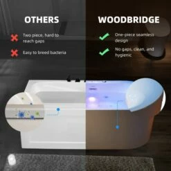 WOODBRIDGE 72" X 35-3/8" Whirlpool Water Jetted And Air Bubble Freestanding Heated Soaking Combination Bathtub With LED Control Panel, BJ600 -Woodbridgebath Shop 20230928105503Z0YTZ5IW thumb 600x600