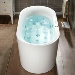 WOODBRIDGE 72" X 35-3/8" Whirlpool Water Jetted And Air Bubble Freestanding Heated Soaking Combination Bathtub With LED Control Panel, BJ600 -Woodbridgebath Shop 20230928105553F5ZNN6BH thumb 600x600