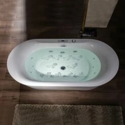 WOODBRIDGE 72" X 35-3/8" Whirlpool Water Jetted And Air Bubble Freestanding Heated Soaking Combination Bathtub With LED Control Panel, BJ600 -Woodbridgebath Shop 20230928105628M0B698VJ thumb 600x600