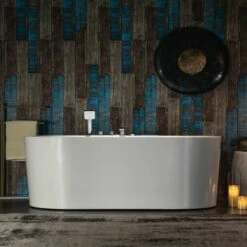 WOODBRIDGE 72" X 35-3/8" Whirlpool Water Jetted And Air Bubble Freestanding Heated Soaking Combination Bathtub With Tub Filler And LED Control Panel, BJ600+F0041CH