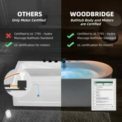 WOODBRIDGE 72" X 35-3/8" Whirlpool Water Jetted And Air Bubble Freestanding Heated Soaking Combination Bathtub With Tub Filler And LED Control Panel, BJ600+F0041CH -Woodbridgebath Shop 20230928111020ZOZL46VT thumb 600x600
