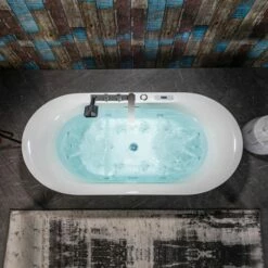 WOODBRIDGE 72" X 35-3/8" Whirlpool Water Jetted And Air Bubble Freestanding Heated Soaking Combination Bathtub With Tub Filler And LED Control Panel, BJ600+F0041CH -Woodbridgebath Shop 202309281110582CSH9O37 thumb 600x600