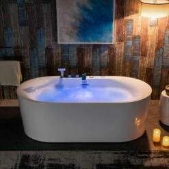 WOODBRIDGE 72" X 35-3/8" Whirlpool Water Jetted And Air Bubble Freestanding Heated Soaking Combination Bathtub With Tub Filler And LED Control Panel, BJ600+F0041CH -Woodbridgebath Shop 202309281111075S98GWCO thumb 600x600
