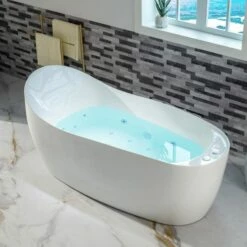 WOODBRIDGE 71" X 31-1/2" Whirlpool Water Jetted And Air Bubble Freestanding Heated Soaking Combination Bathtub With LED Control Panel, BJ700 -Woodbridgebath Shop 20230928163033W51TBJQ0 thumb 600x600