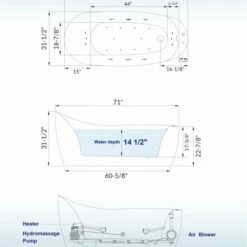 WOODBRIDGE 71" X 31-1/2" Whirlpool Water Jetted And Air Bubble Freestanding Heated Soaking Combination Bathtub With LED Control Panel, BJ700 -Woodbridgebath Shop 20230928163102NPN9FXQK thumb 600x600