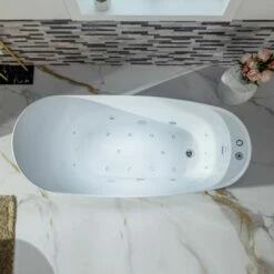 WOODBRIDGE 71" X 31-1/2" Whirlpool Water Jetted And Air Bubble Freestanding Heated Soaking Combination Bathtub With LED Control Panel, BJ700 -Woodbridgebath Shop 20230928163341XGDYM5M7 thumb 600x600