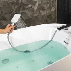 WOODBRIDGE 71" X 31-1/2" Whirlpool Water Jetted And Air Bubble Freestanding Heated Soaking Combination Bathtub With Tub Filler And LED Control Panel, BJ700+F0042CH -Woodbridgebath Shop 20230928164549NCG82W44 thumb 600x600