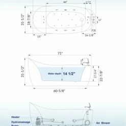 WOODBRIDGE 71" X 31-1/2" Whirlpool Water Jetted And Air Bubble Freestanding Heated Soaking Combination Bathtub With Tub Filler And LED Control Panel, BJ700+F0042CH -Woodbridgebath Shop 202309281646018D64N4EF thumb 600x600