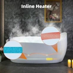 WOODBRIDGE 71" X 31-1/2" Whirlpool Water Jetted And Air Bubble Freestanding Heated Soaking Combination Bathtub With Tub Filler And LED Control Panel, BJ700+F0042CH -Woodbridgebath Shop 20230928164613Y9YYN00M thumb 600x600