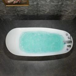 WOODBRIDGE 71" X 31-1/2" Whirlpool Water Jetted And Air Bubble Freestanding Heated Soaking Combination Bathtub With Tub Filler And LED Control Panel, BJ700+F0042CH -Woodbridgebath Shop 20230928164732H3LNGUF8 thumb 600x600