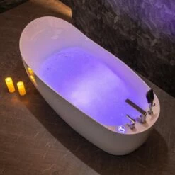 WOODBRIDGE 71" X 31-1/2" Whirlpool Water Jetted And Air Bubble Freestanding Heated Soaking Combination Bathtub With Tub Filler And LED Control Panel, BJ700+F0042CH -Woodbridgebath Shop 202309281647507C9E8KXR thumb 600x600