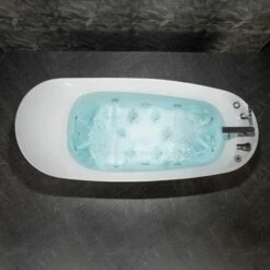 WOODBRIDGE 71" X 31-1/2" Whirlpool Water Jetted And Air Bubble Freestanding Heated Soaking Combination Bathtub With Tub Filler And LED Control Panel, BJ700+F0042CH -Woodbridgebath Shop 202309281647559DPO94PZ thumb 600x600