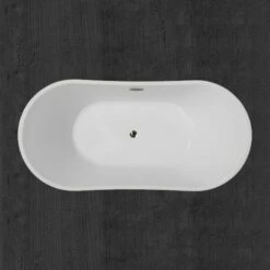 WOODBRIDGE 67" Acrylic Freestanding Bathtub Contemporary Soaking Tub With Brushed Nickel Overflow And Drain,White Tub,B0010-B/N-Drain&O -Woodbridgebath Shop 5b52b154e0dc1 thumb 600x600
