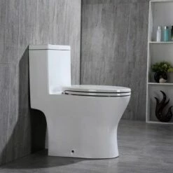 WOODBRIDGEBath T-0031 WOODBRIDGE T-0031 Short Compact Tiny One Piece Toilet With Soft Closing Seat, Small Toilet -Woodbridgebath Shop 5b73c549b1161 thumb 600x600