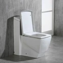 WOODBRIDGE T-0020 Dual Flush Elongated One Piece Toilet , Chair Height With Soft Closing Seat, Deluxe Square Design -Woodbridgebath Shop 5b742e5476c46 thumb 600x600