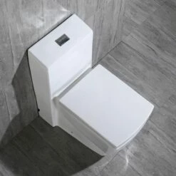 WOODBRIDGE T-0020 Dual Flush Elongated One Piece Toilet , Chair Height With Soft Closing Seat, Deluxe Square Design -Woodbridgebath Shop 5b742e5579cd8 thumb 600x600