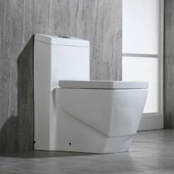 WOODBRIDGE T-0020 Dual Flush Elongated One Piece Toilet , Chair Height With Soft Closing Seat, Deluxe Square Design -Woodbridgebath Shop 5b742e55f41a5 thumb 600x600