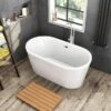 WOODBRIDGE 59" Acrylic Freestanding Bathtub Contemporary Soaking Tub With Brushed Nickel Overflow And Drain,White Tub,B0012-B/N-Drain&O -Woodbridgebath Shop 5b755c8f22a74 thumb 600x600