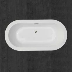 WOODBRIDGE 59" Acrylic Freestanding Bathtub Contemporary Soaking Tub With Brushed Nickel Overflow And Drain,White Tub,B0012-B/N-Drain&O -Woodbridgebath Shop 5b755c9348868 thumb 600x600