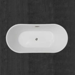 WOODBRIDGE 59" Acrylic Freestanding Bathtub Contemporary Soaking Tub With Brushed Nickel Overflow And Drain,White Tub,B0016-B/N-Drain&O -Woodbridgebath Shop 5b756b0fe4e2e thumb 600x600