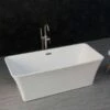 WOODBRIDGE 67" Acrylic Freestanding Bathtub Contemporary Soaking Tub With Brushed Nickel Overflow And Drain,White Tub,B0004-B/N-Drain&O -Woodbridgebath Shop 5b7579b62b45f thumb 600x600