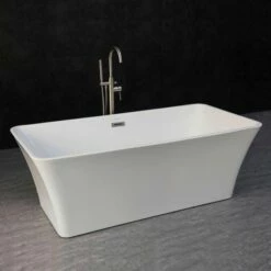 WOODBRIDGE 67" Acrylic Freestanding Bathtub Contemporary Soaking Tub With Brushed Nickel Overflow And Drain,White Tub,B0004-B/N-Drain&O -Woodbridgebath Shop 5b7579ba8367b thumb 600x600