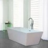 WOODBRIDGE 67" Acrylic Freestanding Bathtub Contemporary Soaking Tub With Brushed Nickel Overflow And Drain,White Tub,B0003-B/N-Drain&O