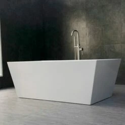 WOODBRIDGE 67" Acrylic Freestanding Bathtub Contemporary Soaking Tub With Brushed Nickel Overflow And Drain,White Tub,B0003-B/N-Drain&O -Woodbridgebath Shop 5b757fd5e3426 thumb 600x600